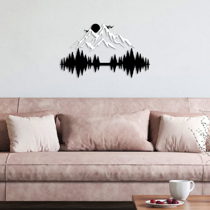 Wallity Nature And Mountain - 10 Escultura de pared en blanco y negro